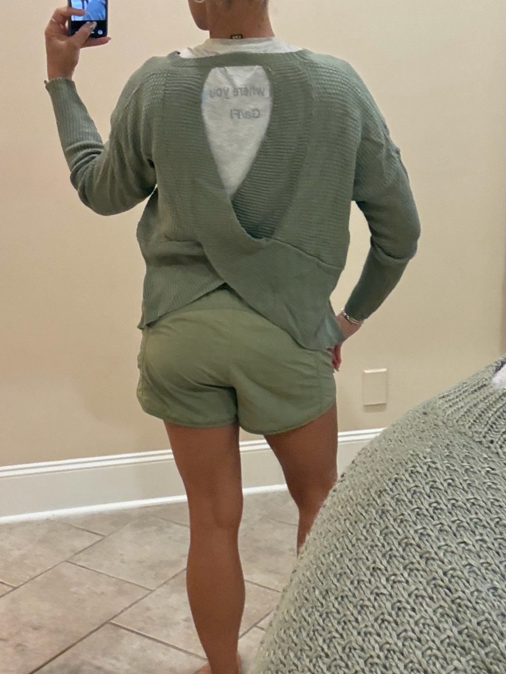 Lulu's Olive Green Off-the-Shoulder Knit Sweater